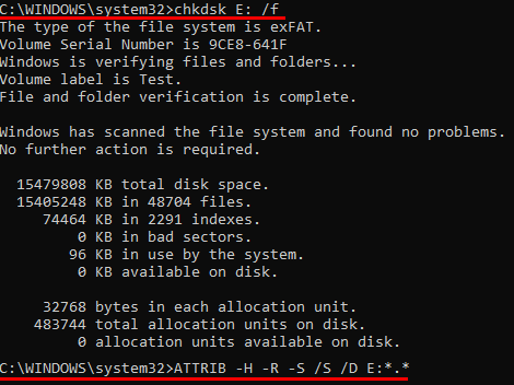 how to recover deleted files from flash drive without software via command line