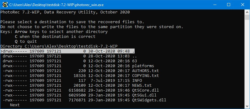 Photorec files recovery