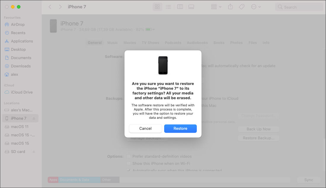 restore your iPhone from a backup