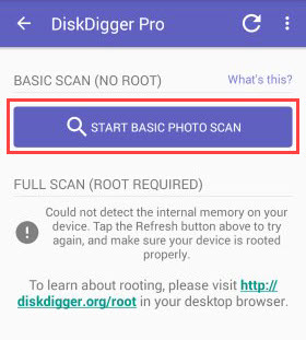 disk digger start scan