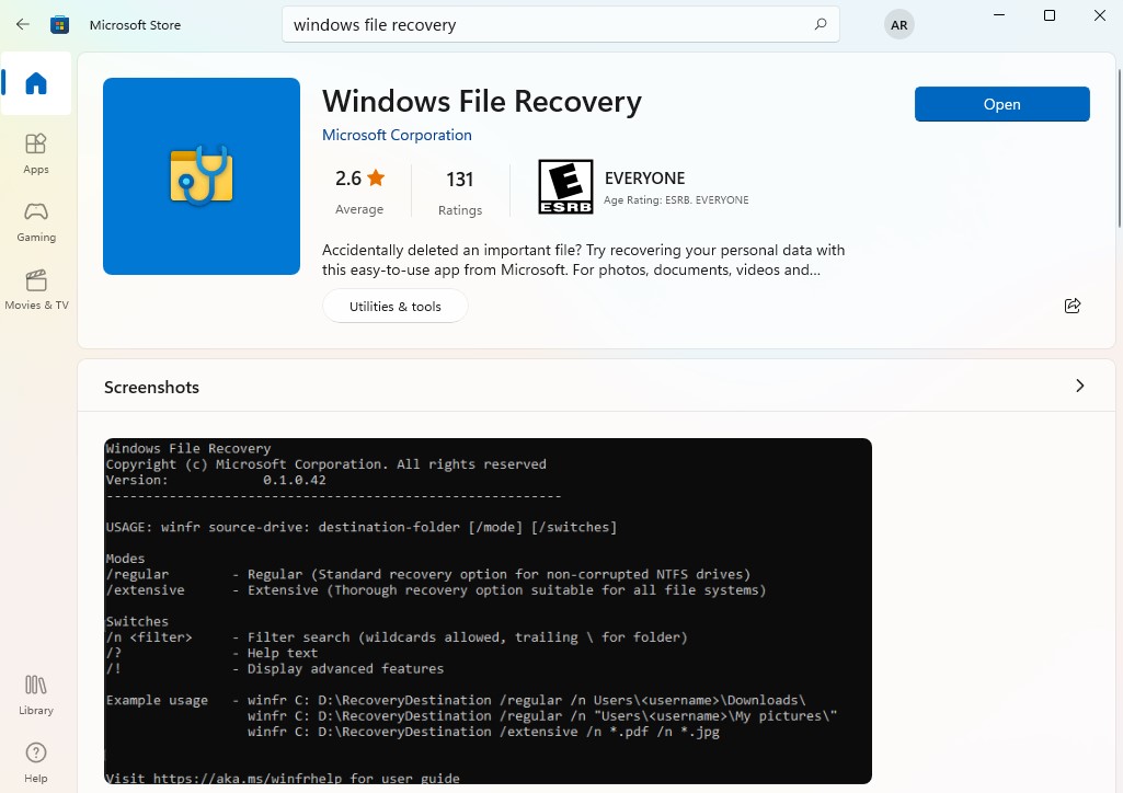 installing windows file recovery from microsoft storeinstalling windows file recovery from microsoft store