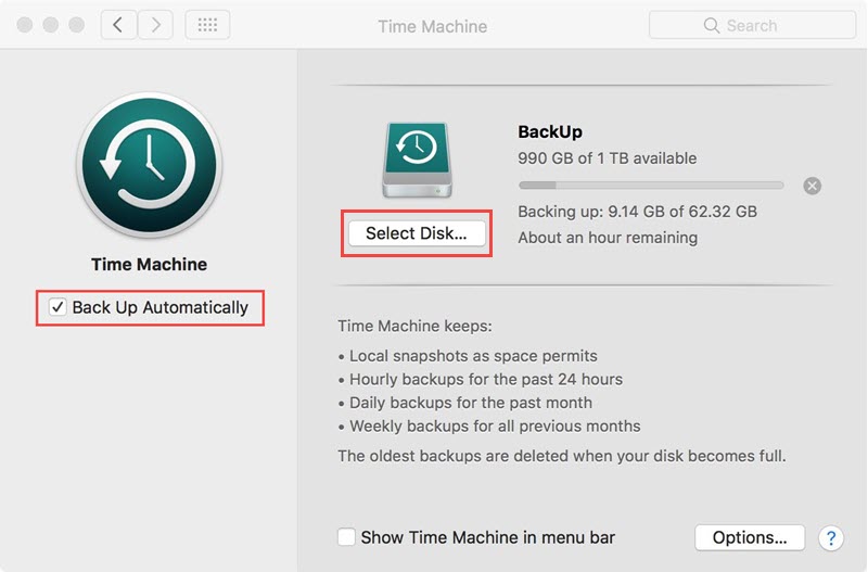 enable time machine to backup word documents