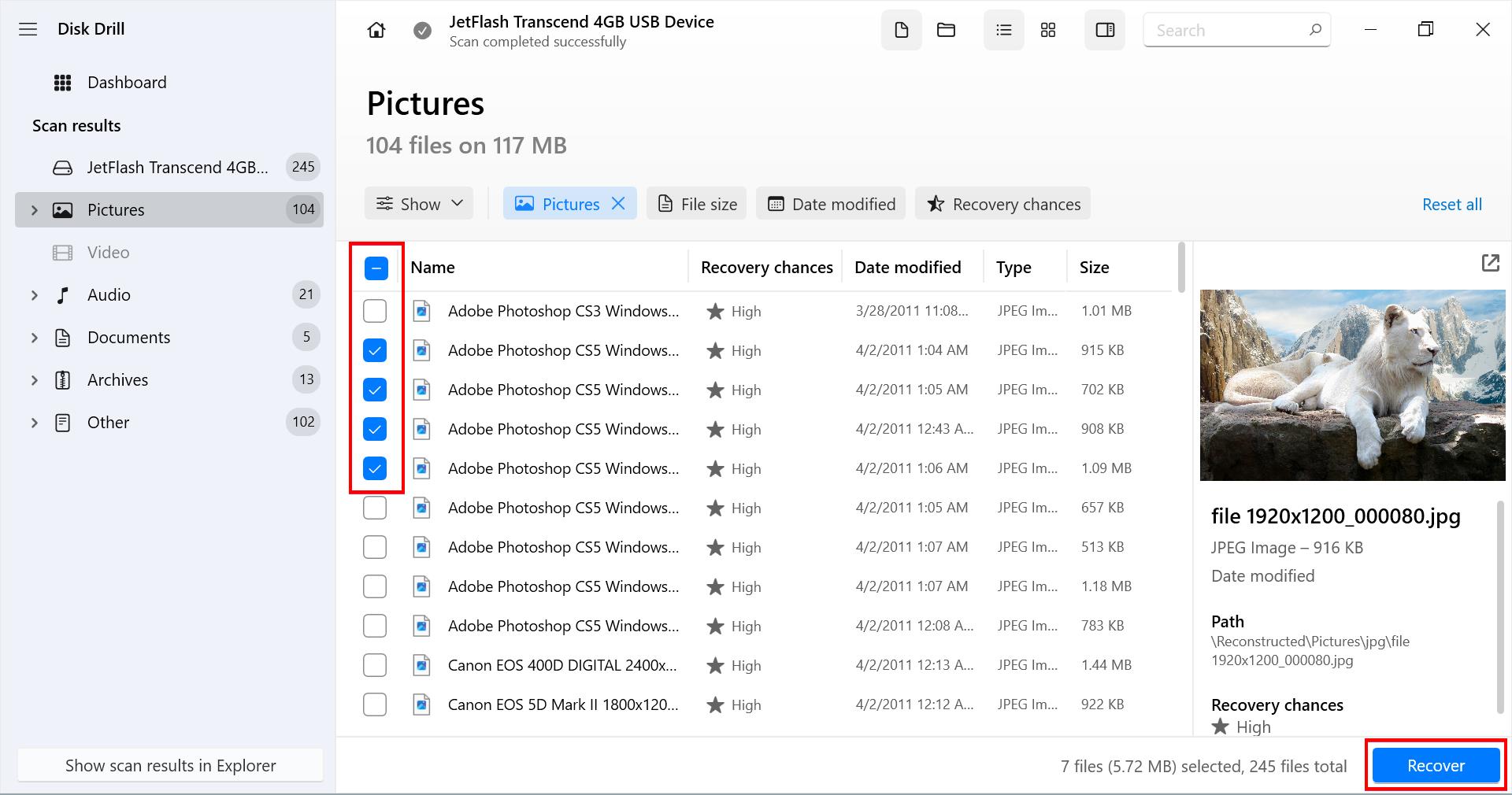 recover files from transcend usb drive