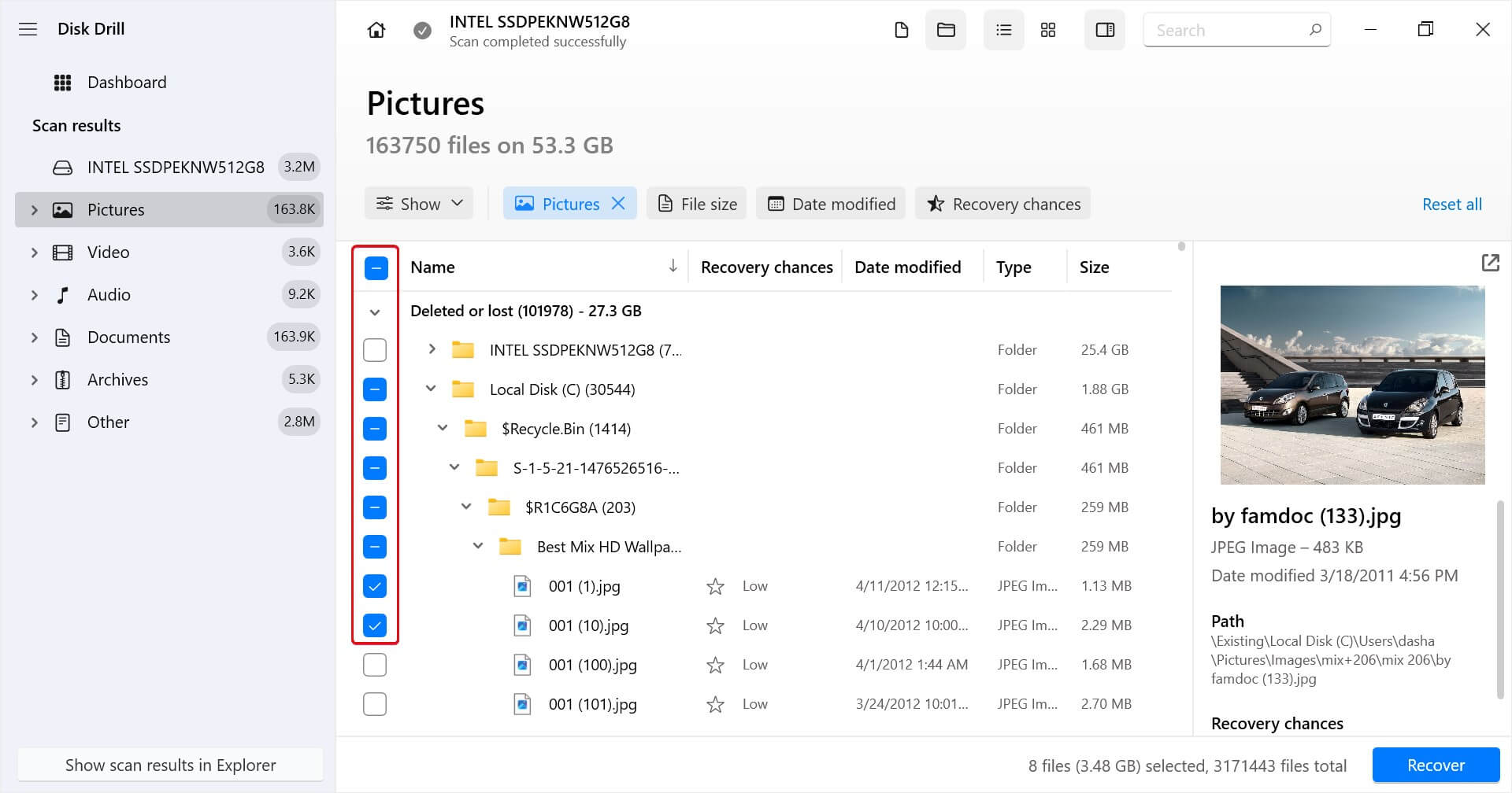 select files found on drive