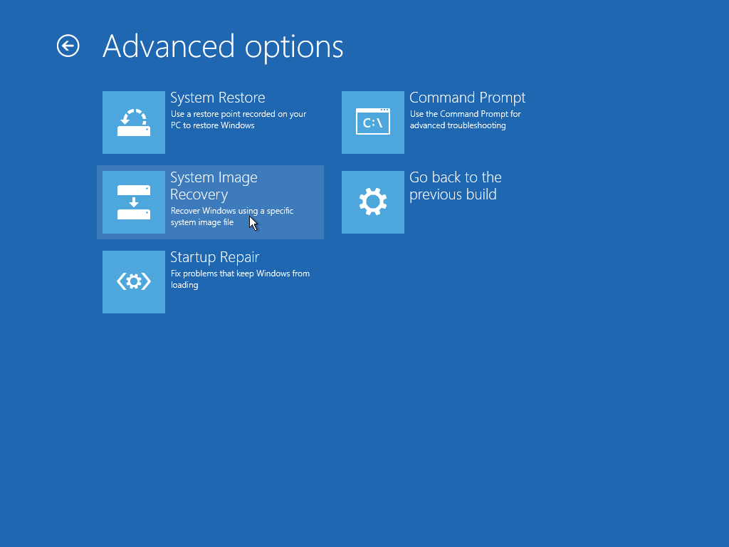 Windows Setup Advanced Options