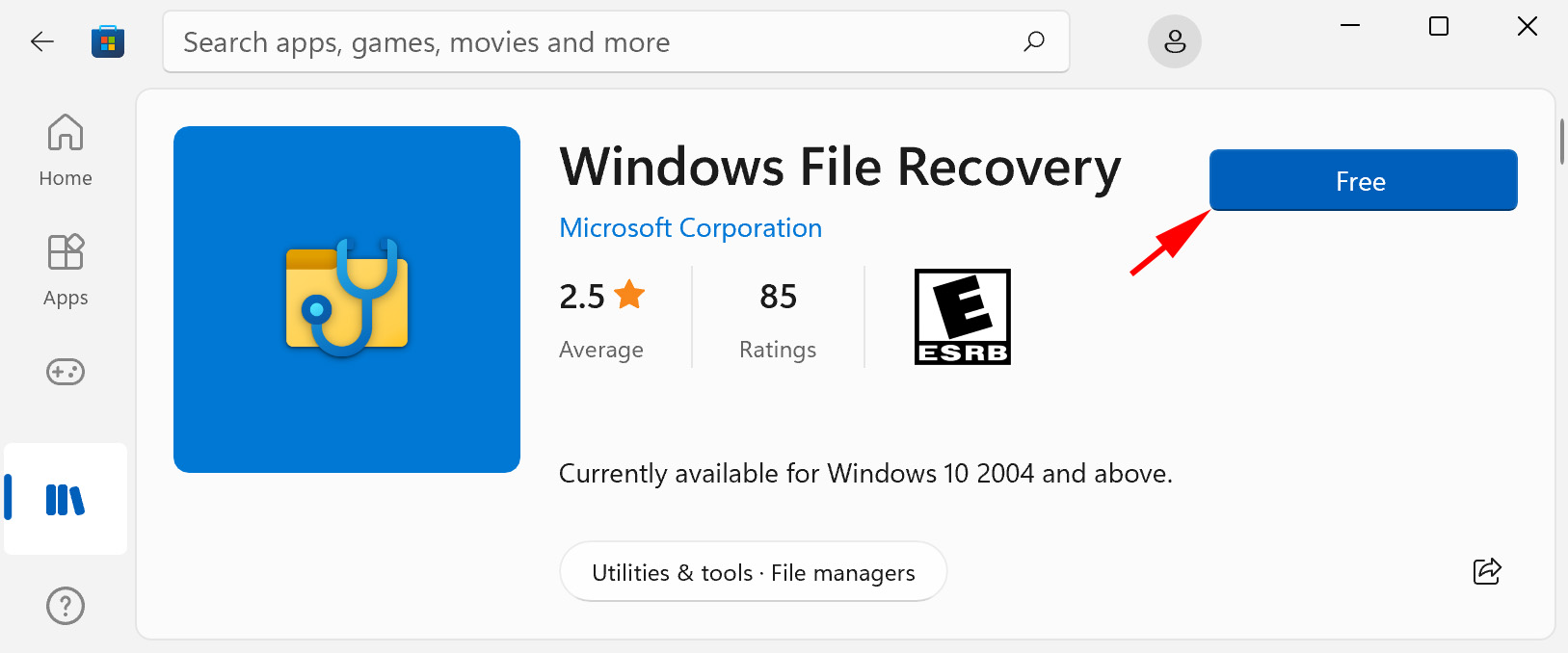 Install Windows File Recovery