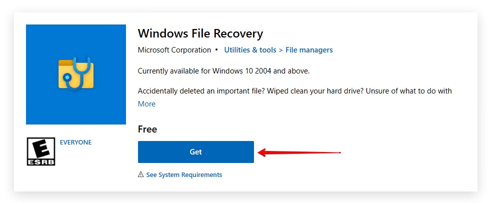 Getting Windows File Recovery.
