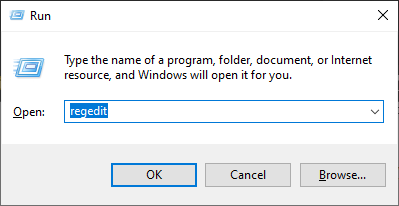 Pressing win+r to bring the run dialog box to open registry editor