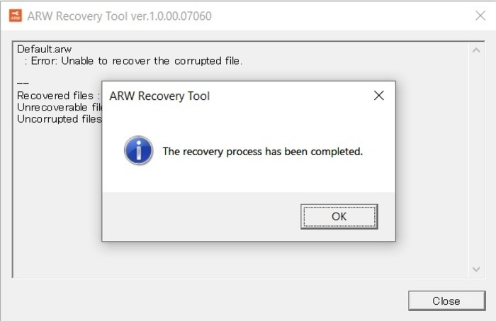 arw recovery tool completed