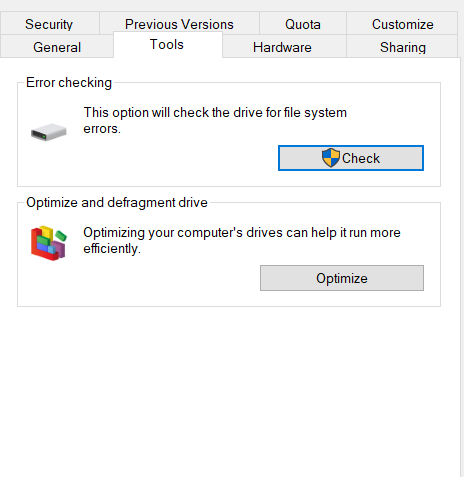 Windows error checking tool 