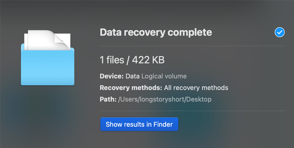 data recovery finished