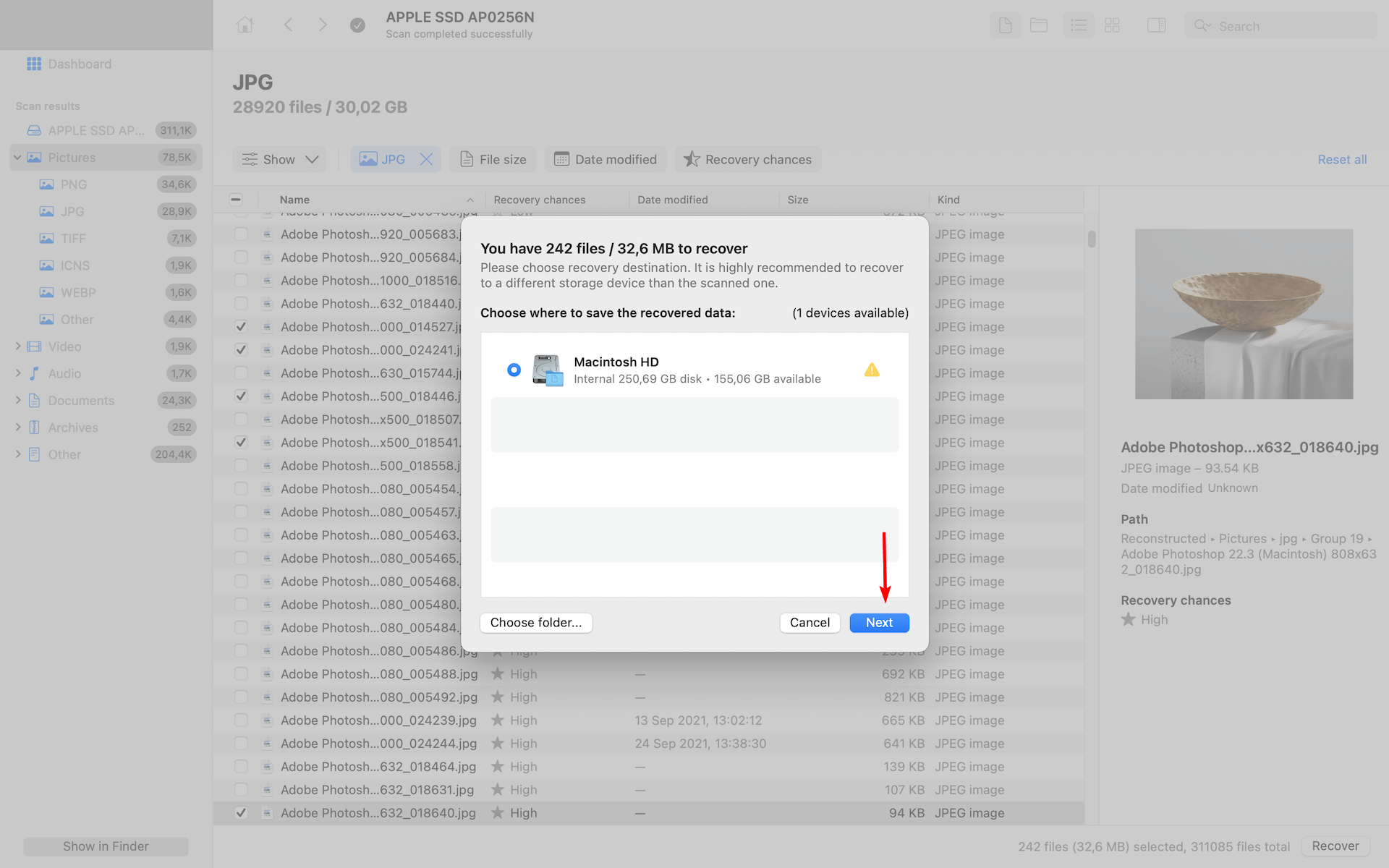 recover selected replaced files on mac