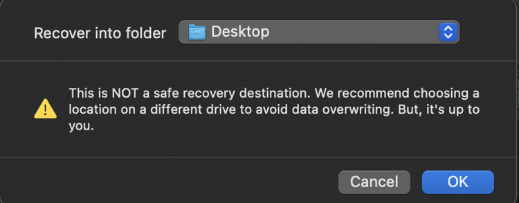 select the folder for recovery