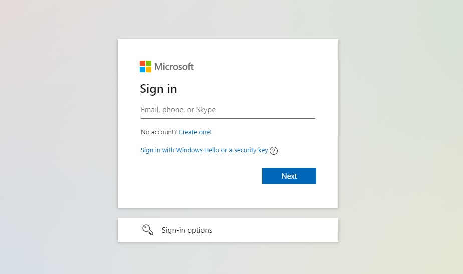 Signing in to Outlook.