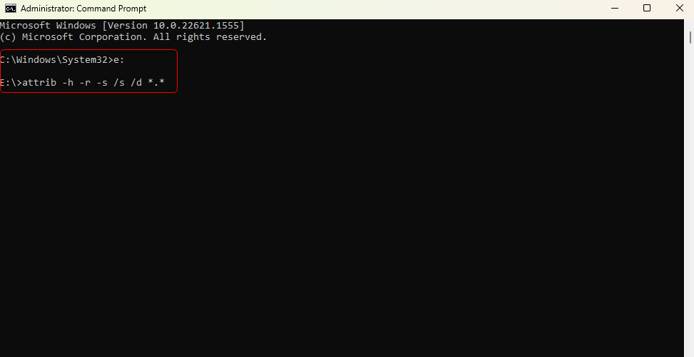 using the attrib command in command prompt