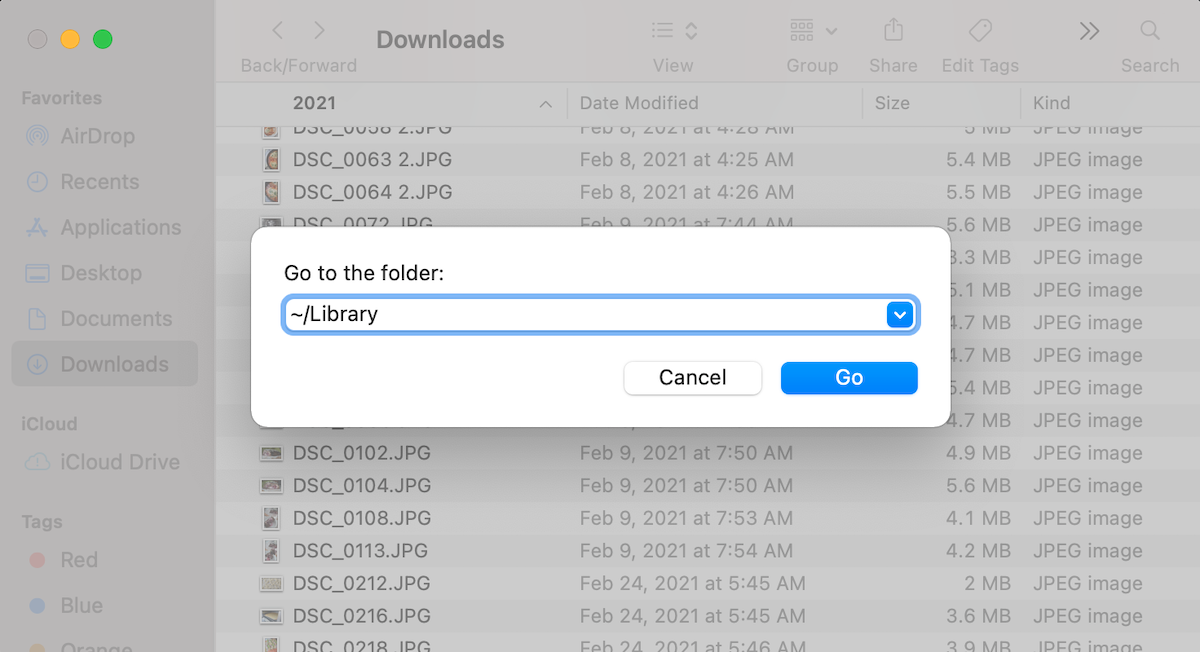 use finder to open library on mac