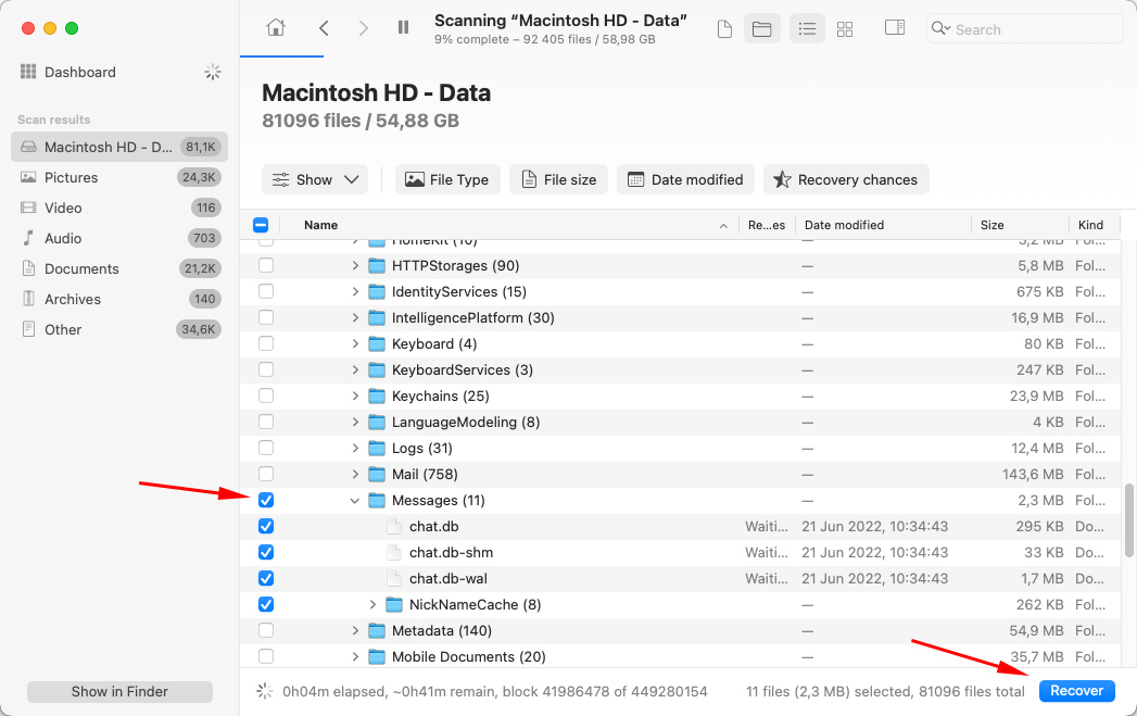 recover messages using disk drill on mac