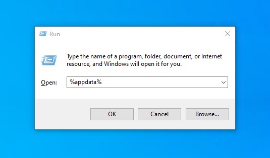 Opening the appdata folder.