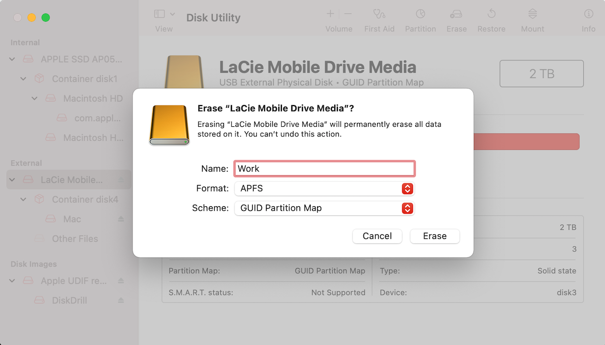 format drive disk utility
