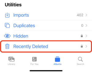 recently deleted photos app iphone