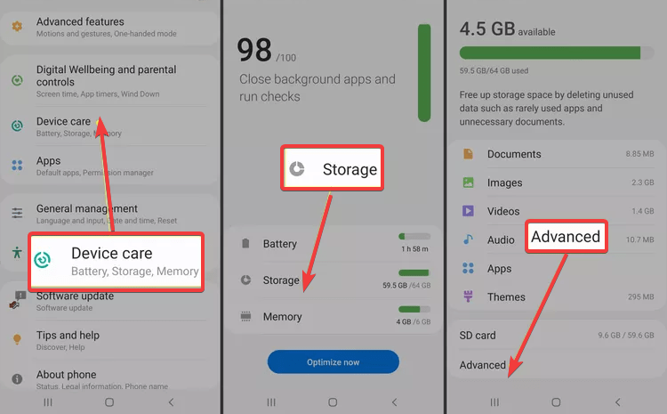 storage settings on android