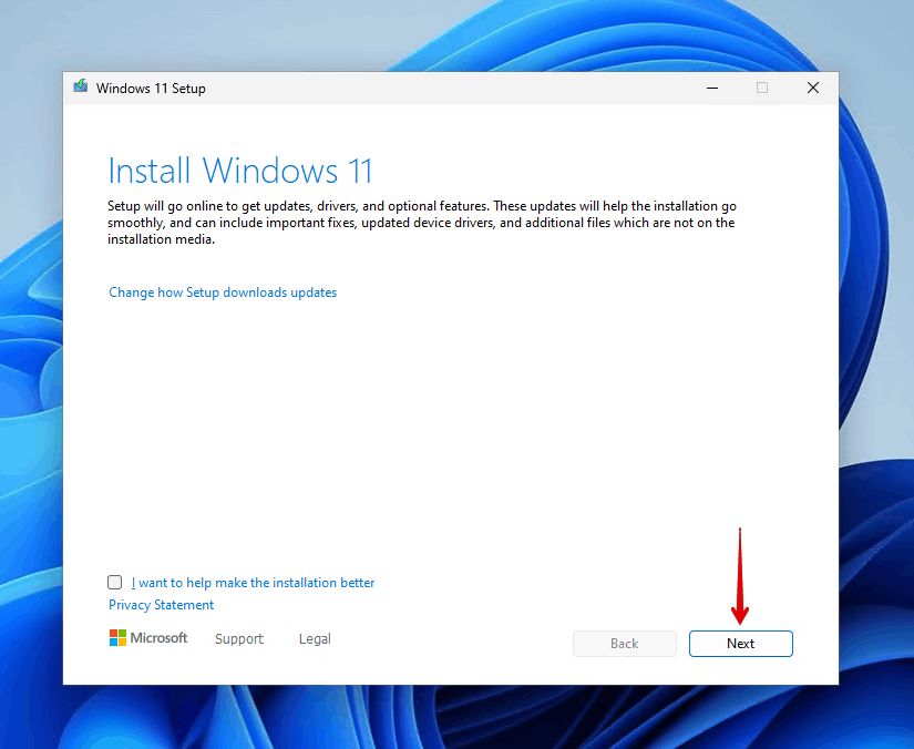 Installing Windows 11.