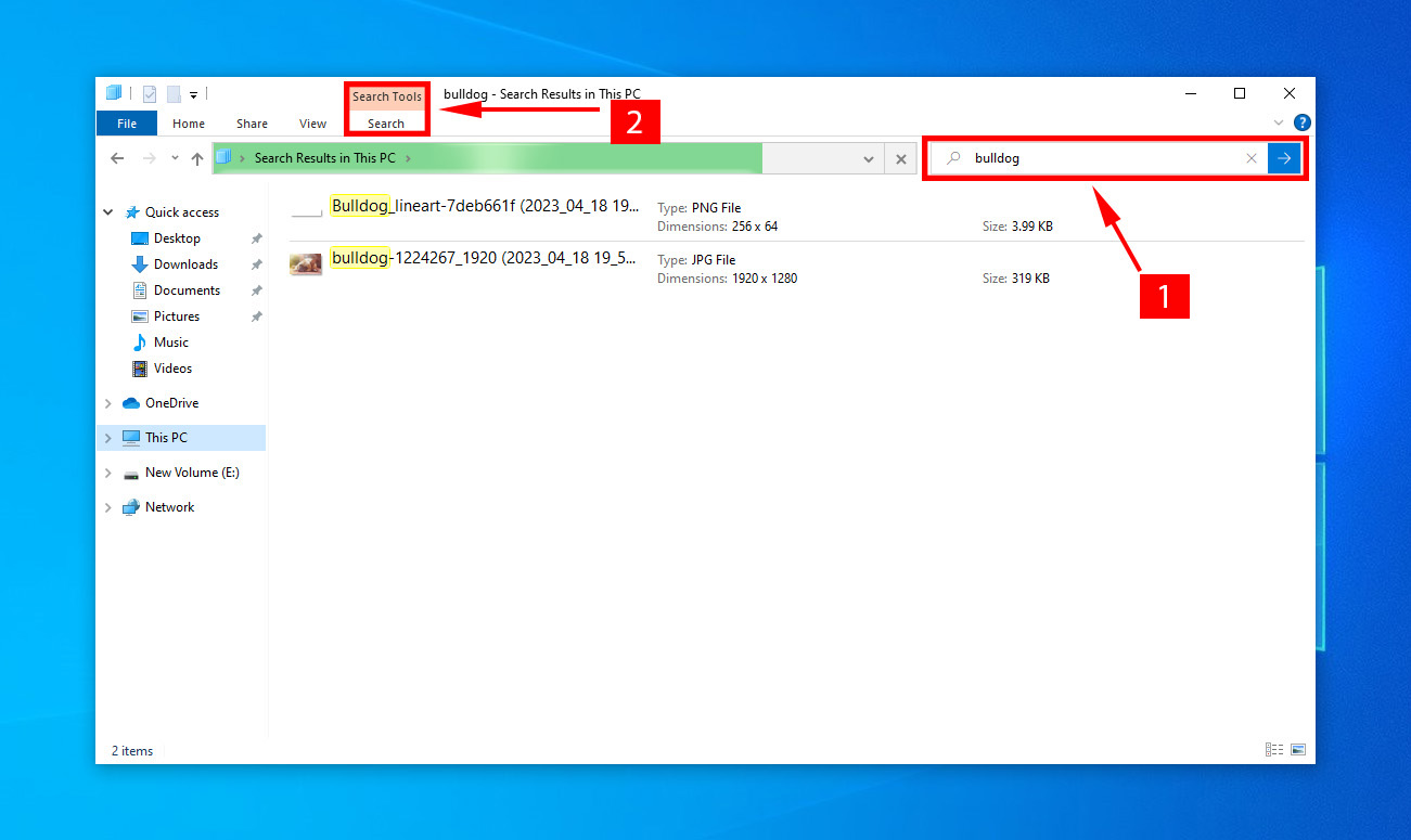 search tools in file explorer
