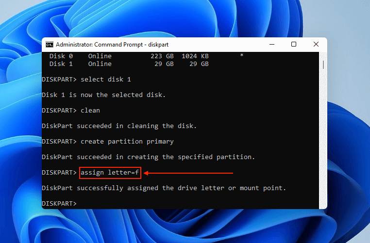 assign letter command in Command Prompt