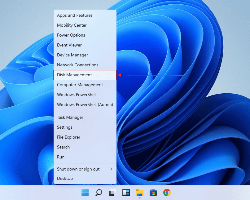 Disk Management button in the right-click menu