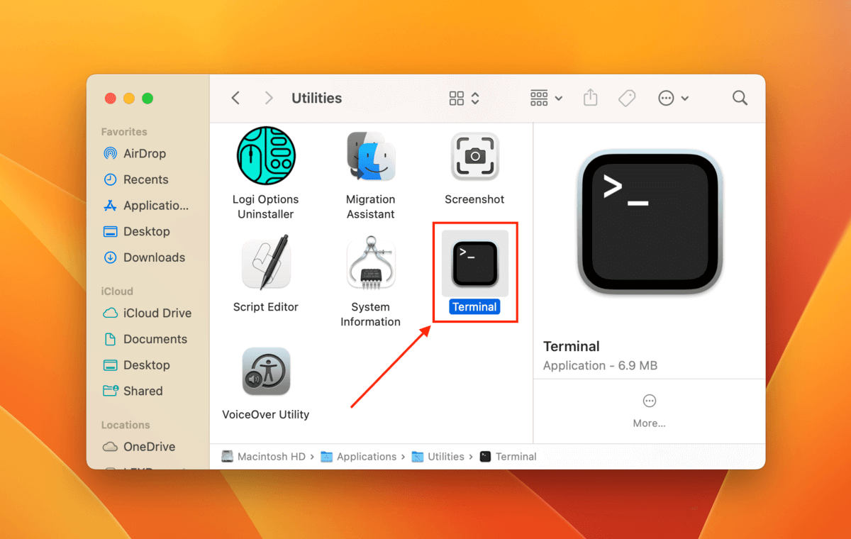 Terminal app icon in Finder
