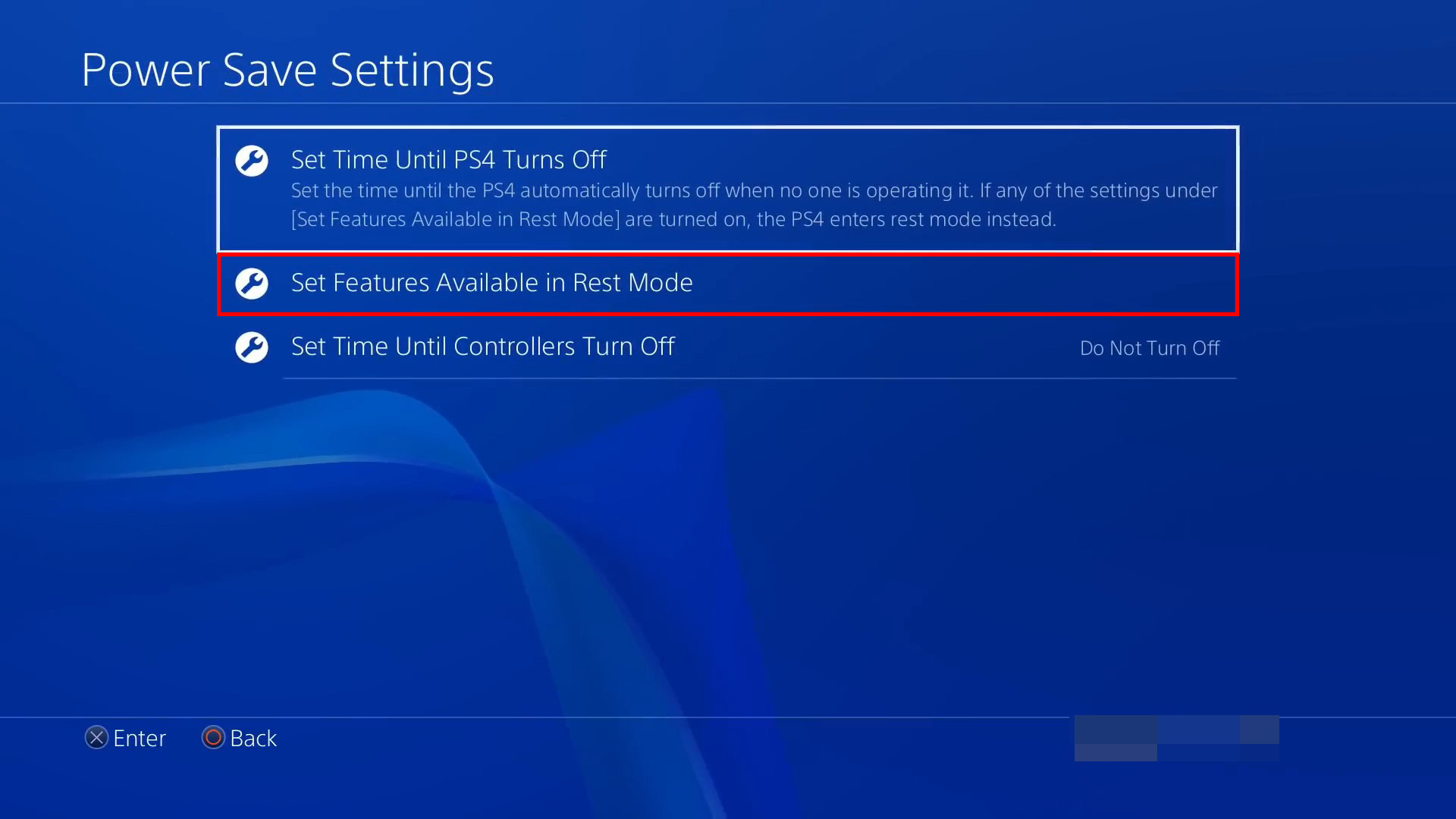 Set Features Available in Rest Mode