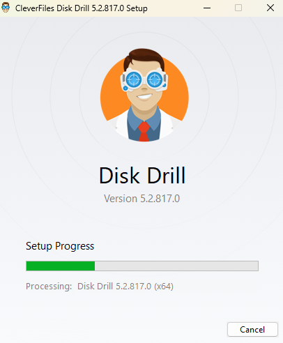 Installing Disk Drill on Windows.