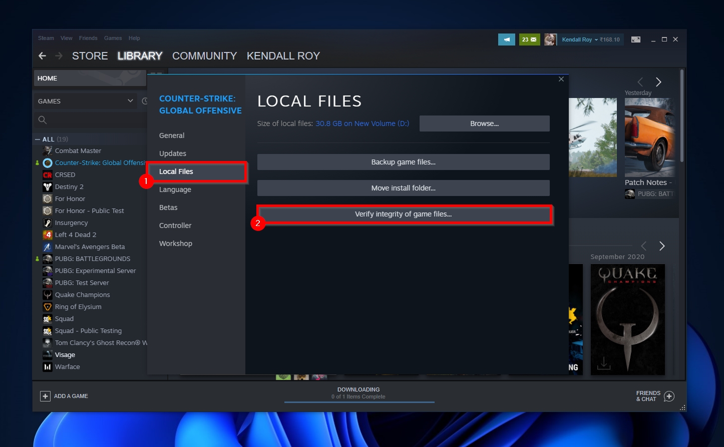 Verify integrity of game files option in Steam.