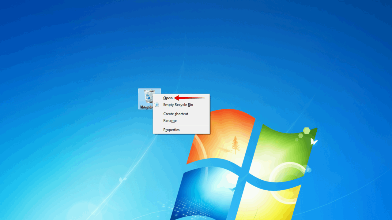 Opening Windows 7 Recycle Bin.