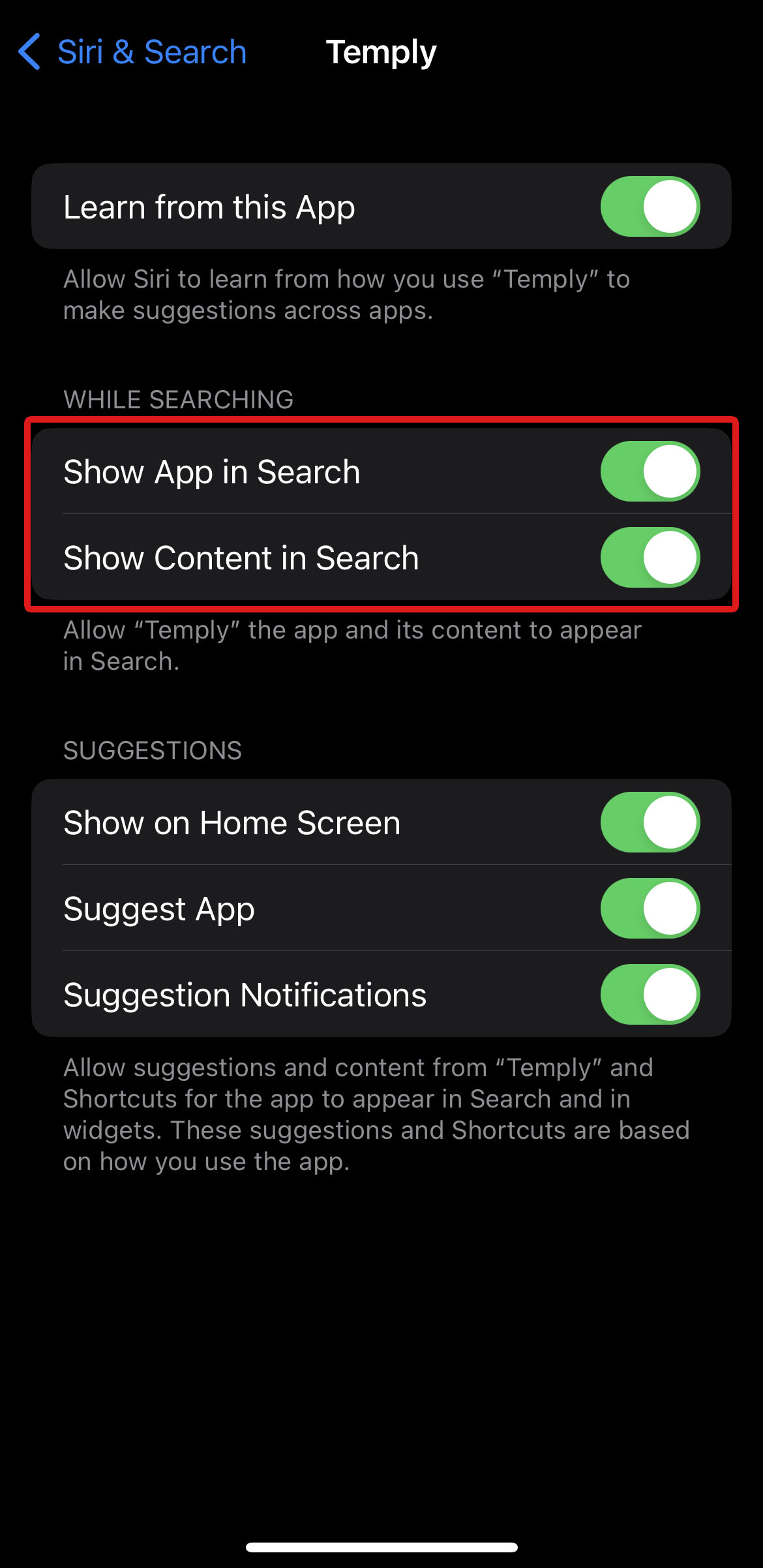 show app in search