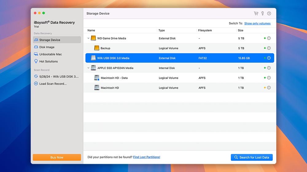 Processo de escaneamento do iBoysoft Data Recovery