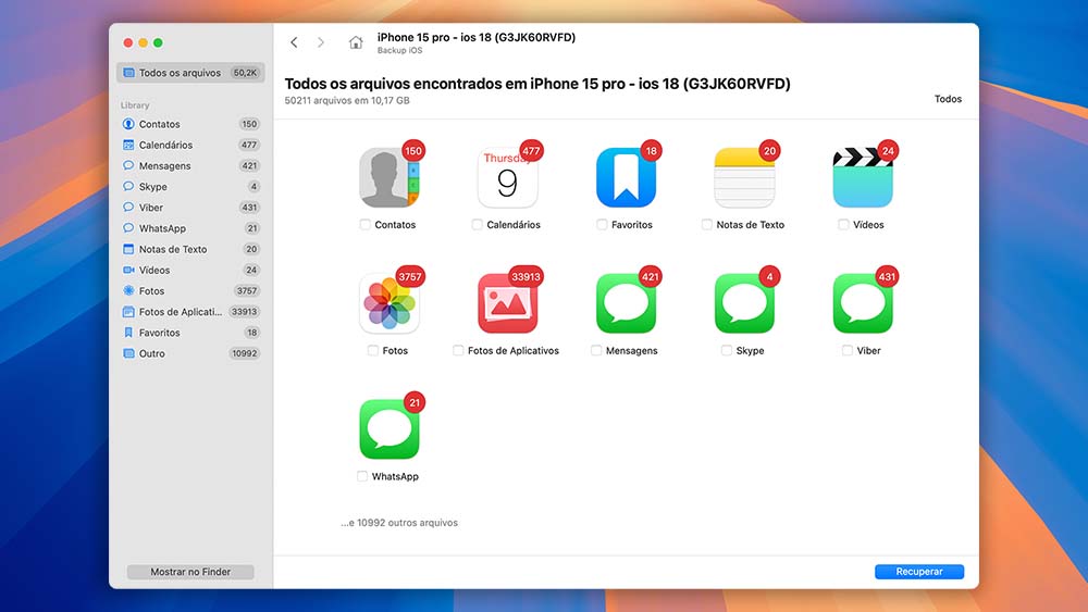 Processo de recuperação do Disk Drill para iPhone