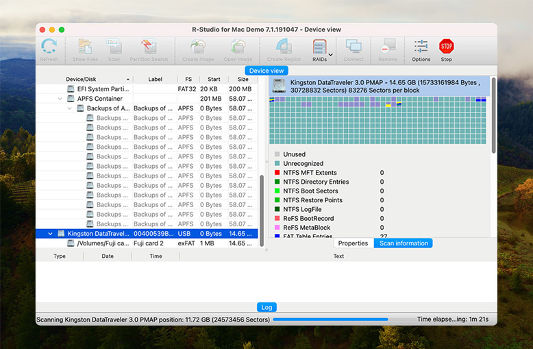 R-Studio for Mac recovery process