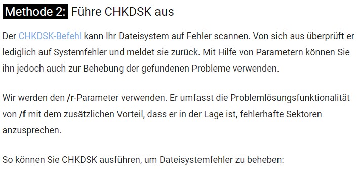 CHKDSK-Erklärung