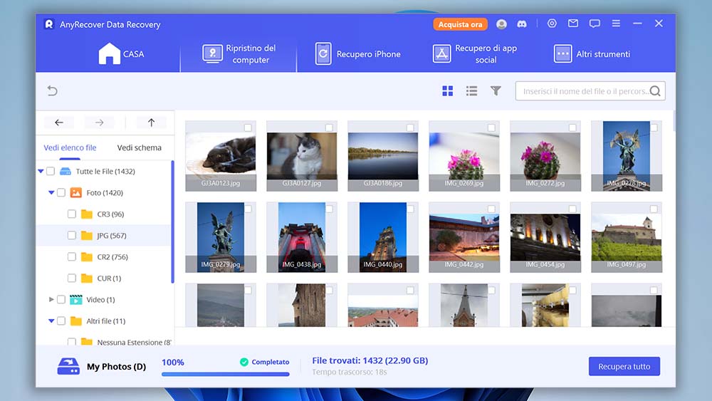 App di recupero foto AnyRecover