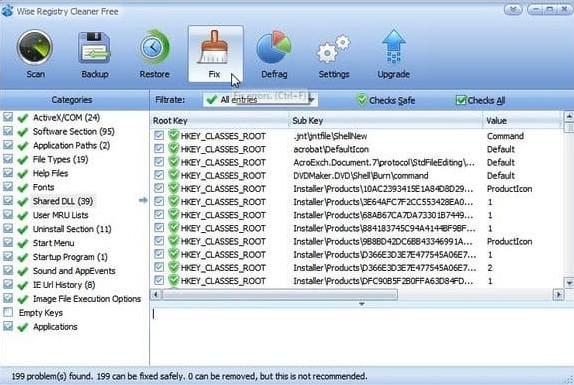 how to use wise registry cleaner